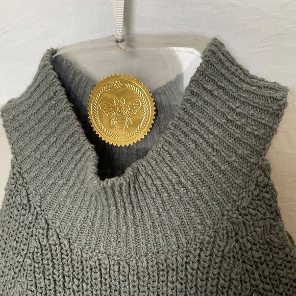 Gentle Fawn Cotton Knit Sleeveless Halter Neckline Tank Sweater Top Sage Green S - Picture 4 of 13